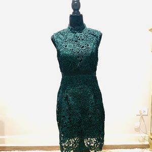 Dark green lace cocktail dress